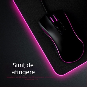 Star Mouse Pad cu iluminare LED, suprafață din cauciuc-textil, unidirecțional, stil esports gaming, transfer termic, logo imprimat