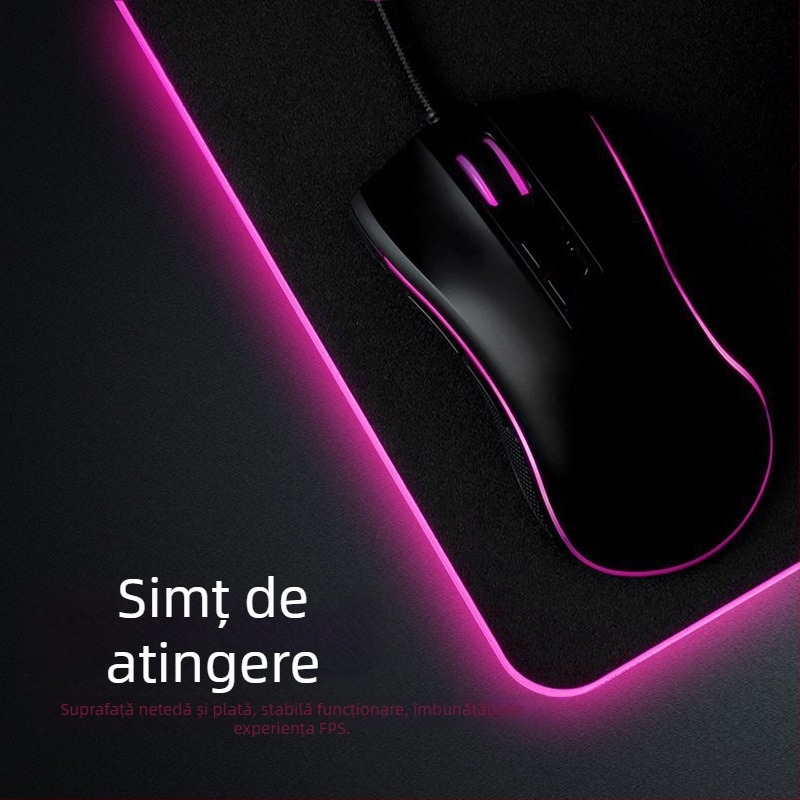 Star Mouse Pad cu iluminare LED, suprafață din cauciuc-textil, unidirecțional, stil esports gaming, transfer termic, logo imprimat
