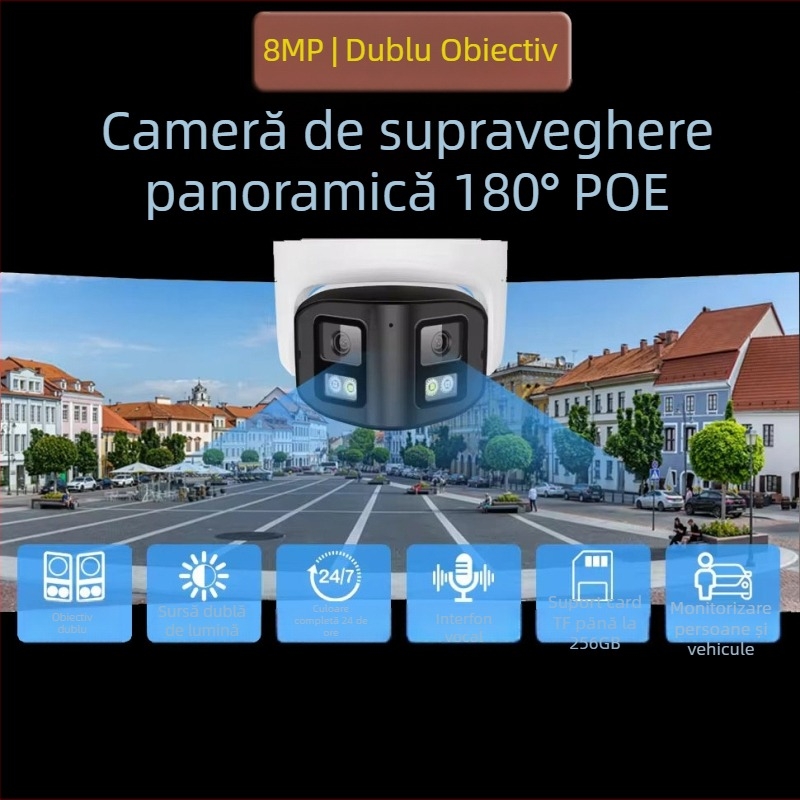 Cameră IP pentru utilizare în interior și exterior, cu iluminare IR până la 30 m și compensare a iluminării de fundal