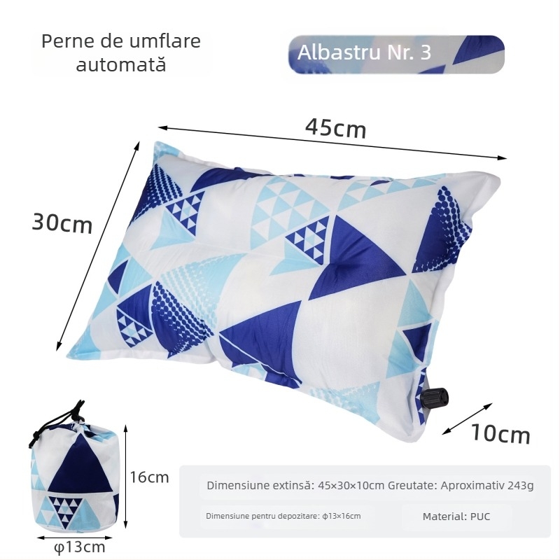 CLS pernă gonflabilă pentru călătorii și camping, pompă manuală, pentru 1 persoană, 243 g, materiale: piele, PU și spumă cu înaltă reziliență