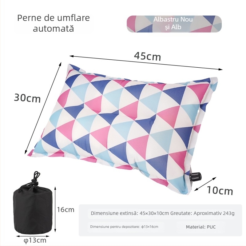 CLS pernă gonflabilă pentru călătorii și camping, pompă manuală, pentru 1 persoană, 243 g, materiale: piele, PU și spumă cu înaltă reziliență