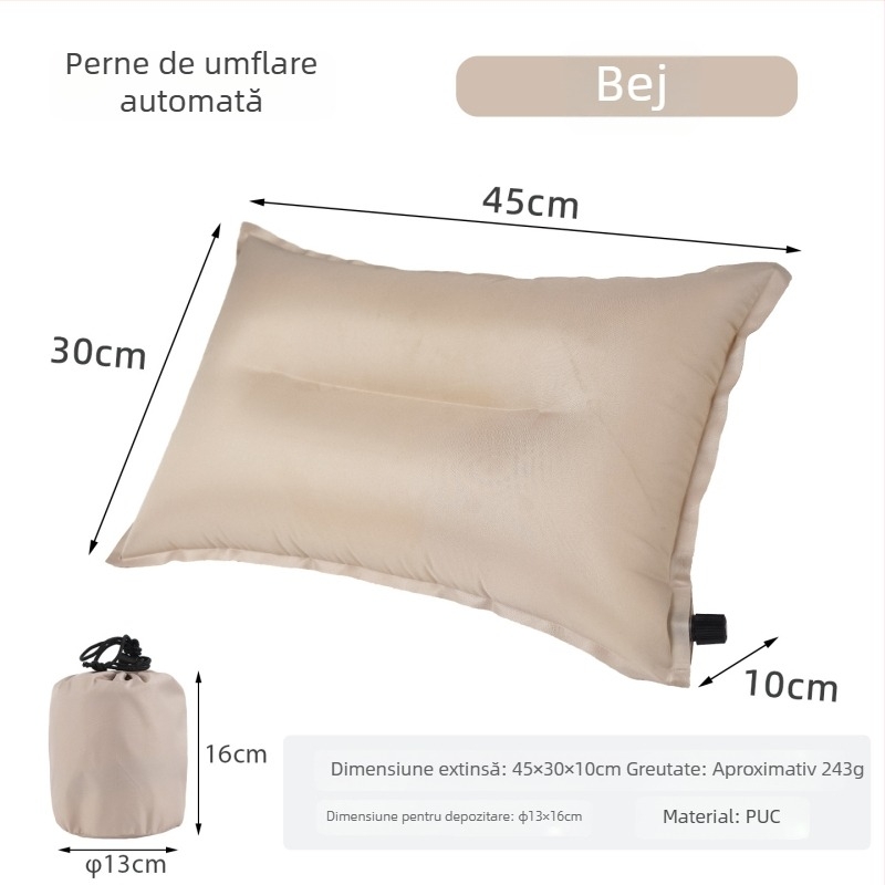CLS pernă gonflabilă pentru călătorii și camping, pompă manuală, pentru 1 persoană, 243 g, materiale: piele, PU și spumă cu înaltă reziliență