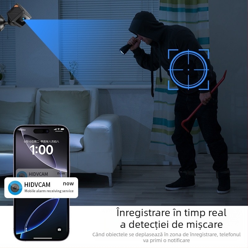 Cameră pătrată 1080P cu WiFi, stocare pe card TF, video și fotografii, model W02