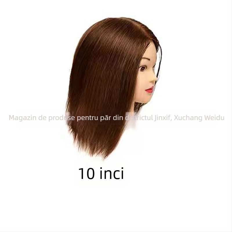 Kim Hee Capă de manechin cu păr real pentru instruire în coafură, stil perm, poate fi vopsită, Model 01