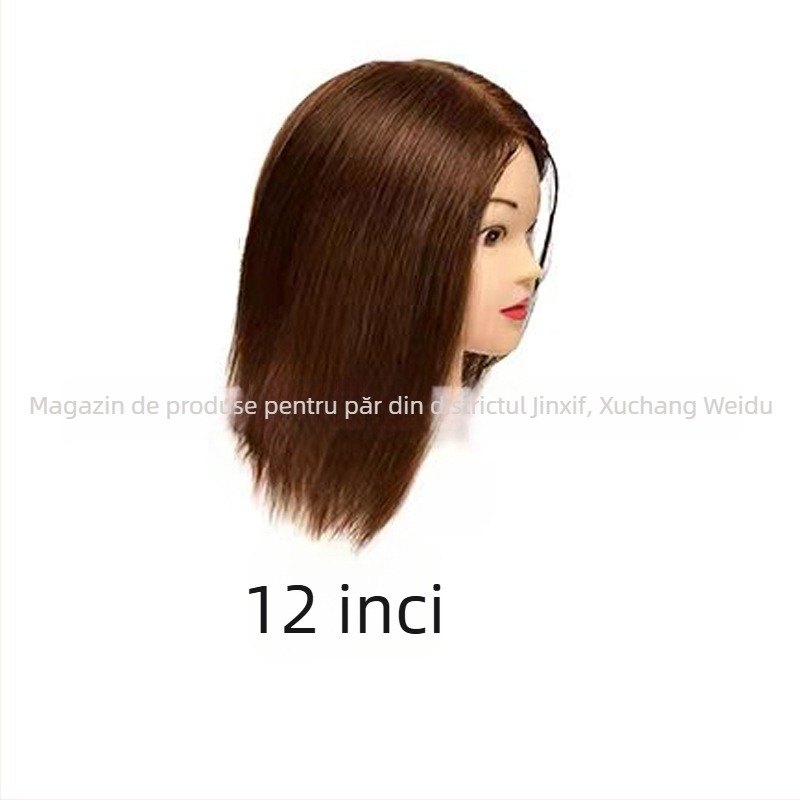 Kim Hee Capă de manechin cu păr real pentru instruire în coafură, stil perm, poate fi vopsită, Model 01