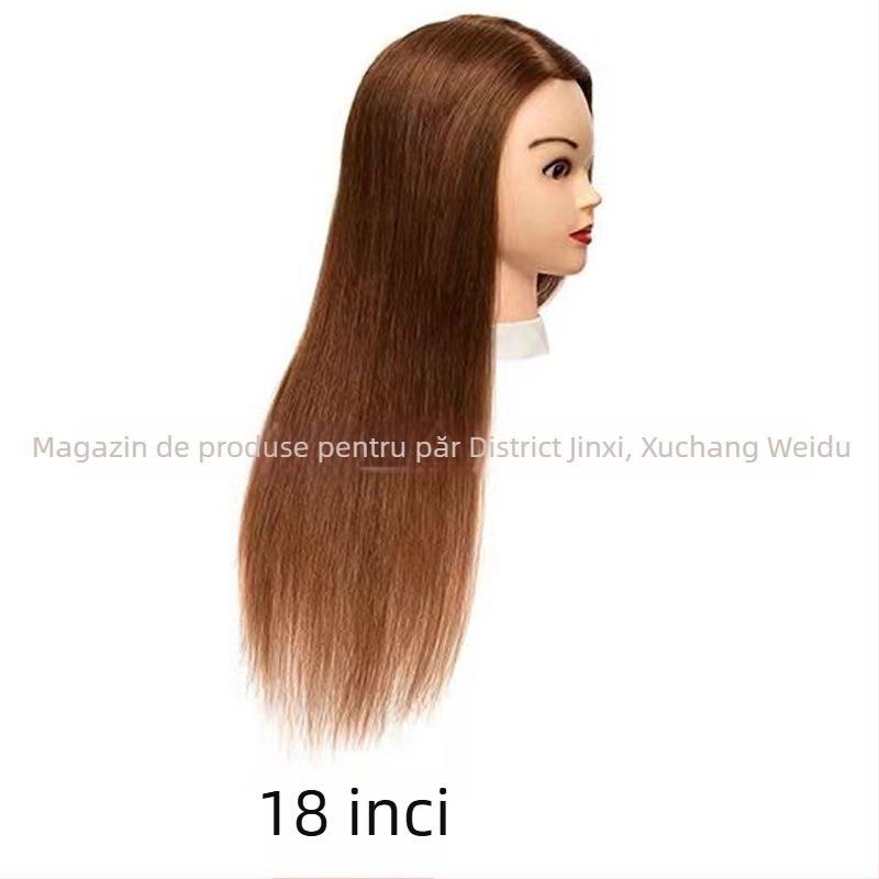 Kim Hee Capă de manechin cu păr real pentru instruire în coafură, stil perm, poate fi vopsită, Model 01