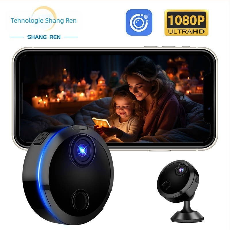 Cameră de securitate cu Wi-Fi (1080P, viziune nocturnă, înregistrare MicroSD, model SQ8, autonomie baterie de 70 minute)