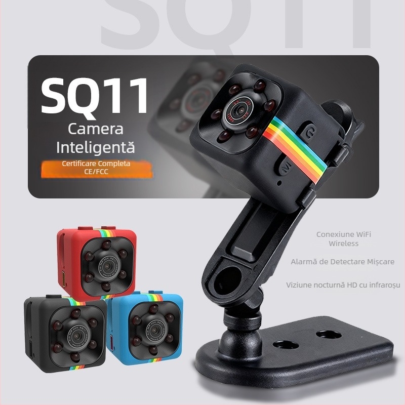 SQ11 mini cameră de acțiune, 1080P video HD, viziune de noapte, stocare pe card TF, autonomie baterie 40–70 minute