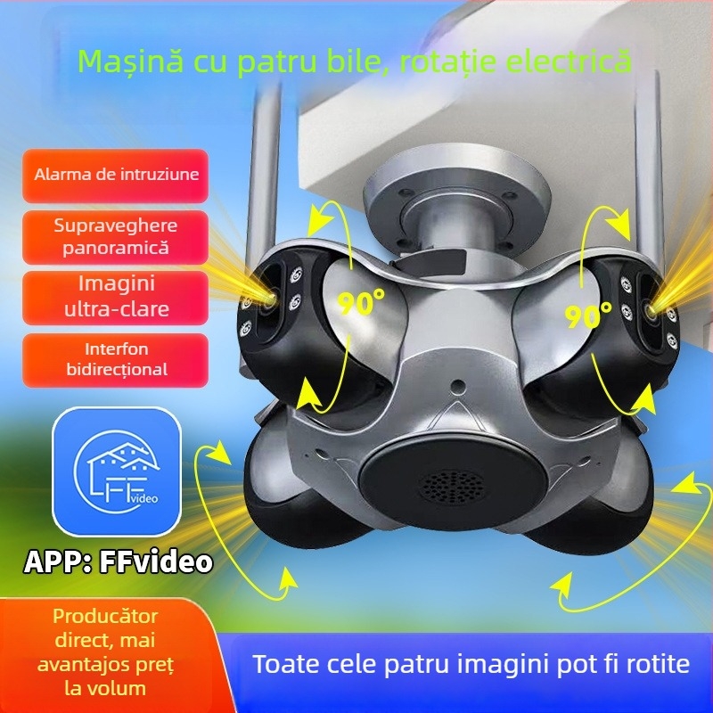 Cameră inteligentă de supraveghere pentru exterior, 4MP, lentilă de 4 mm, vedere pe timp de noapte, Wi-Fi, stocare în cloud