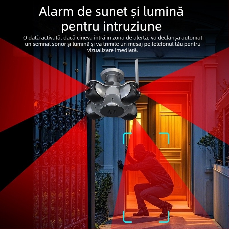 Cameră inteligentă de supraveghere pentru exterior, 4MP, lentilă de 4 mm, vedere pe timp de noapte, Wi-Fi, stocare în cloud