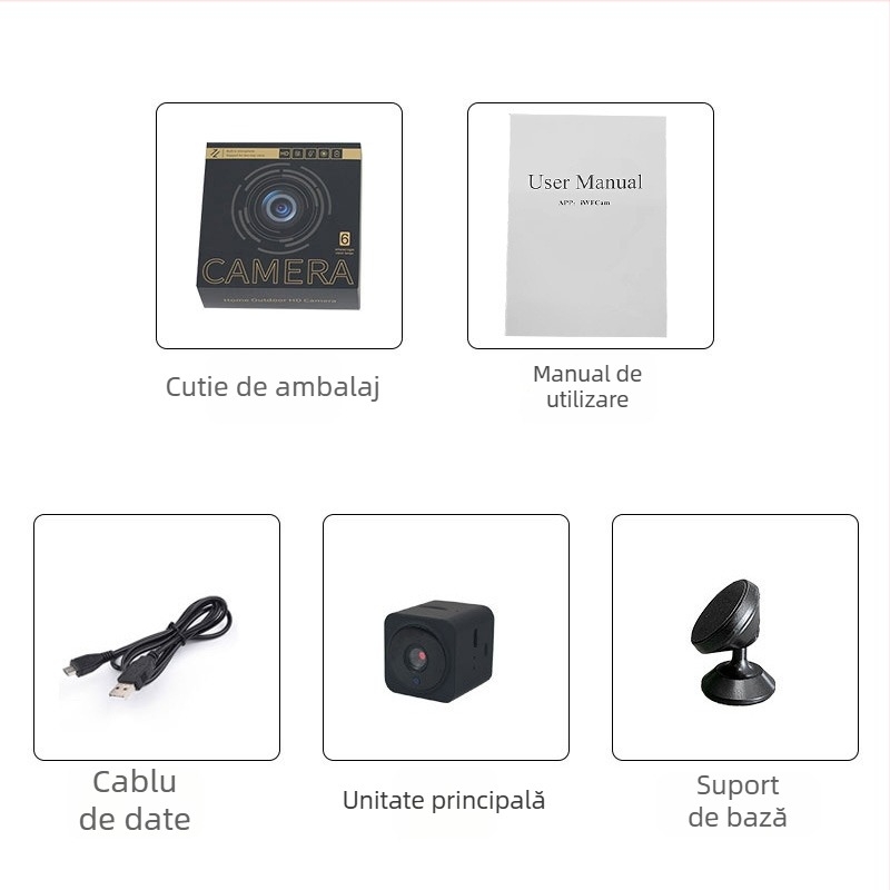 AS02 Cameră wireless Wi-Fi cu vedere nocturnă infraroșu și intercom bidirecțional, stocare microSD