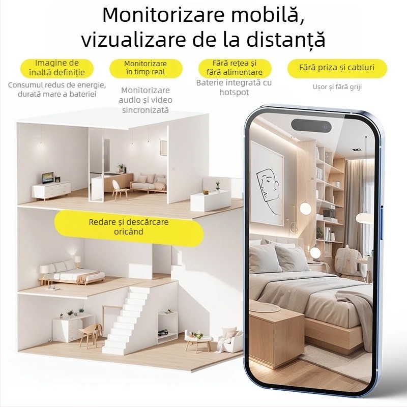 Cameră IP wireless A6, obiectiv unghi larg, 1080p, fără memorie internă, rază 10-30 m