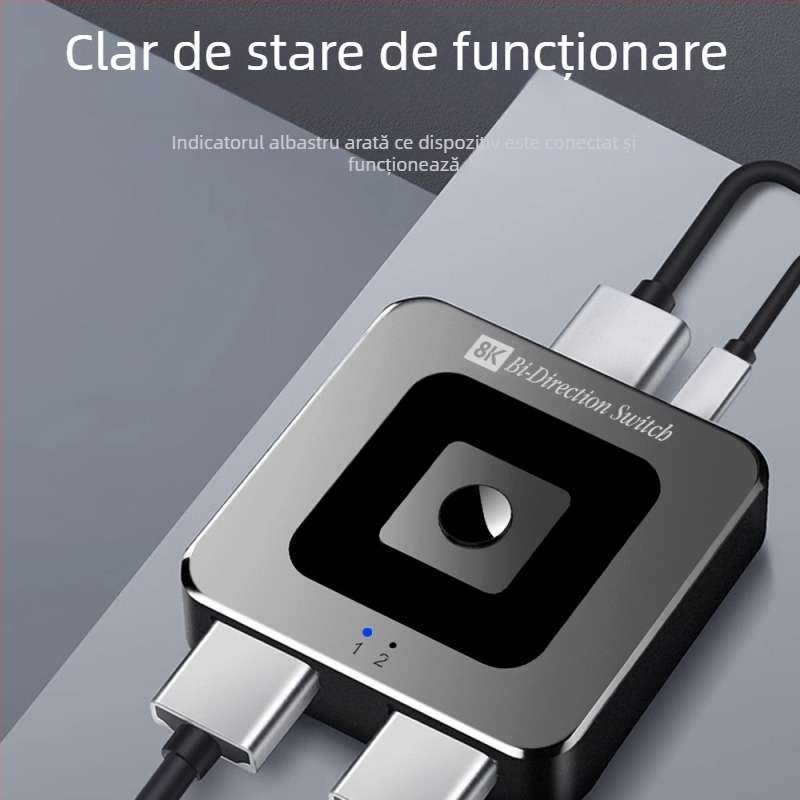 Xin Ju Feng xjf-01Q8K comutator HDMI 2 intrări 1 ieșire, 8K60Hz, plug‑and‑play, pentru TV/PC