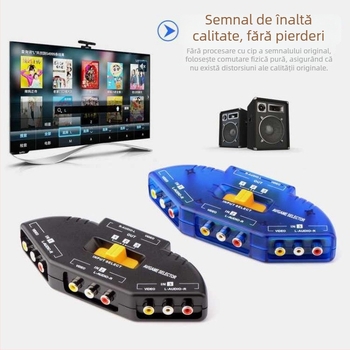 Ximi Technology comutator AV — 3 intrări în 1 ieșire, comutator/distribuitor audio-video, fără trezire de la distanță