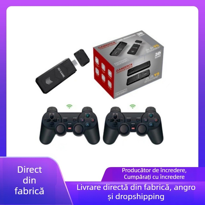 Consolă de jocuri Y5 HD 4K pentru acasă, cu ieșire HDMI pentru televizor, emulator PSP, 2,4 GHz, pentru 2 jucători