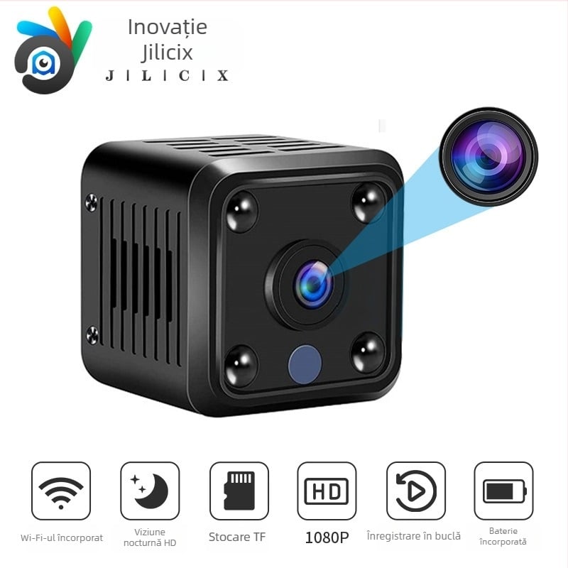 X6 Cameră de supraveghere casnică, wireless, cu viziune nocturnă (WiFi; stocare pe card TF; ABS corp; baterie 1–3 ore)