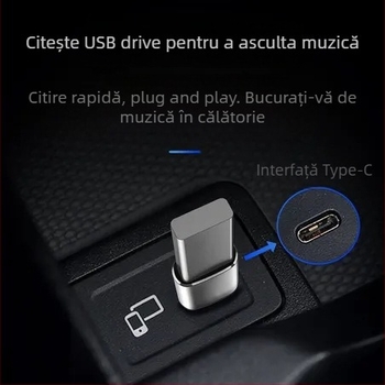 Adaptor OTG Type-C la USB 3.0, cititor de carduri, LED și încărcător auto