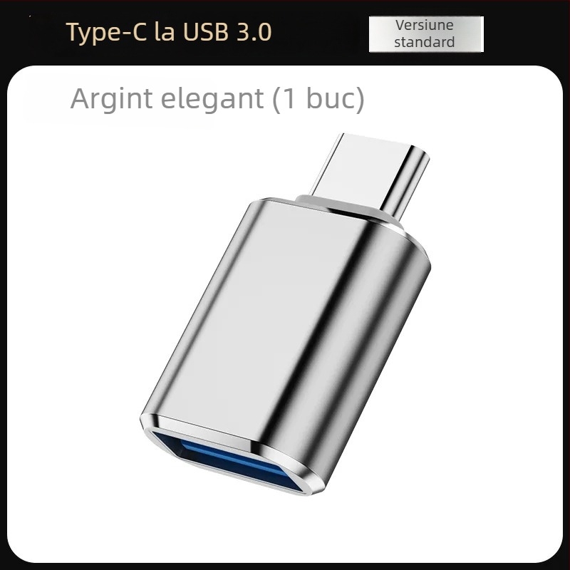Adaptor OTG Type-C la USB 3.0, cititor de carduri, LED și încărcător auto