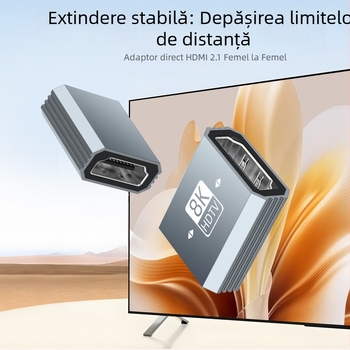 Cablu de prelungire HDMI femelă–femelă, HDMI 2.1, 8K60, 2 cm, pentru proiector, cameră, TV și monitor de calculator