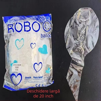 Balon LED transparent – Rose Wave Ball, folie de aluminiu, formă rotundă; potrivit pentru Ziua Îndrăgostiților, nunți, zile de naștere