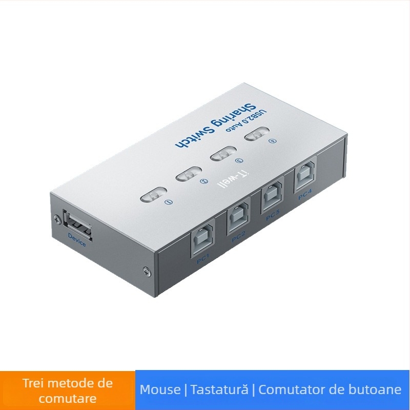 iT-well IT-104AU comutator USB pentru imprimantă partajată, 4 porturi