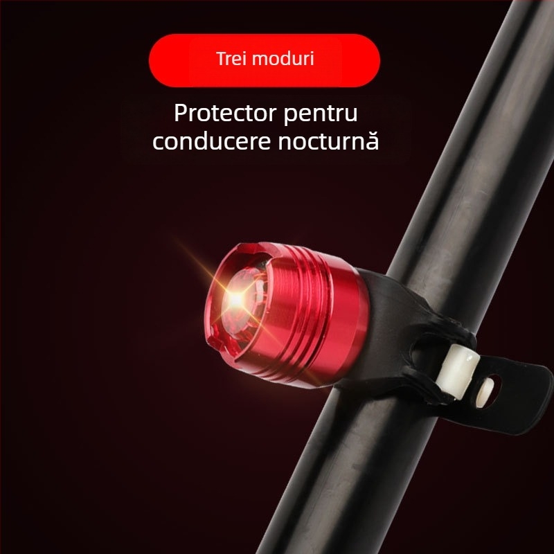 Lumină de spate pentru bicicletă cu carcasă din aliaj de aluminiu, LED cu înaltă luminozitate pentru mers nocturn, compatibil cu biciclete de munte și de oraș, procesare personalizabilă.