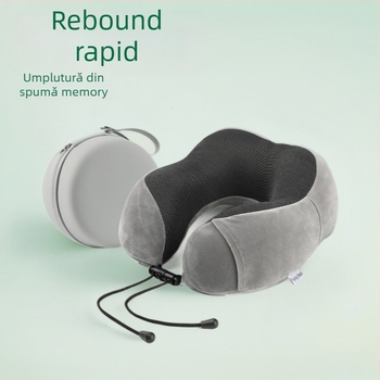 Pernă de gât din spumă cu memorie, formă U pentru călătorii - Țesătură Crystal Velvet, Potrivire universală, Greutate sub 0.5 kg