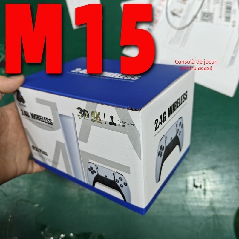 M15 Consolă de jocuri wireless HD pentru televizor, arcadă pentru doi jucători, consolă de jocuri pentru acasă