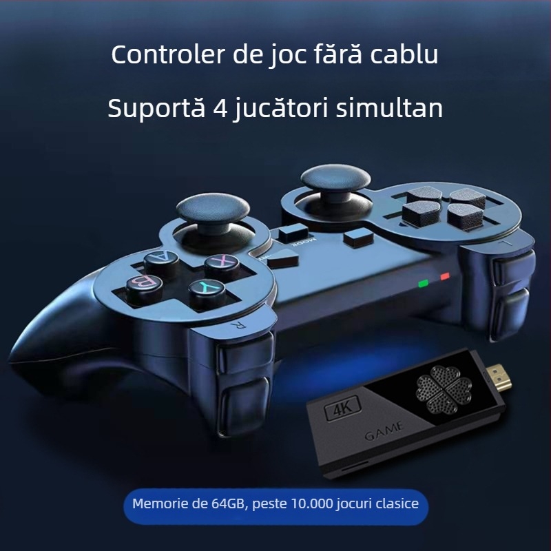 Consolă de jocuri M8 — Consolă arcade nostalgică pentru TV, cu controlere wireless dual