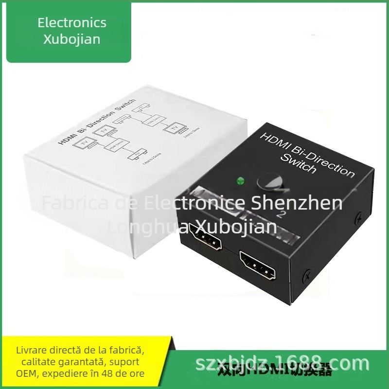 Comutator HDMI 2 intrări 1 ieșire, rezoluție 4K, gestionare a alimentării