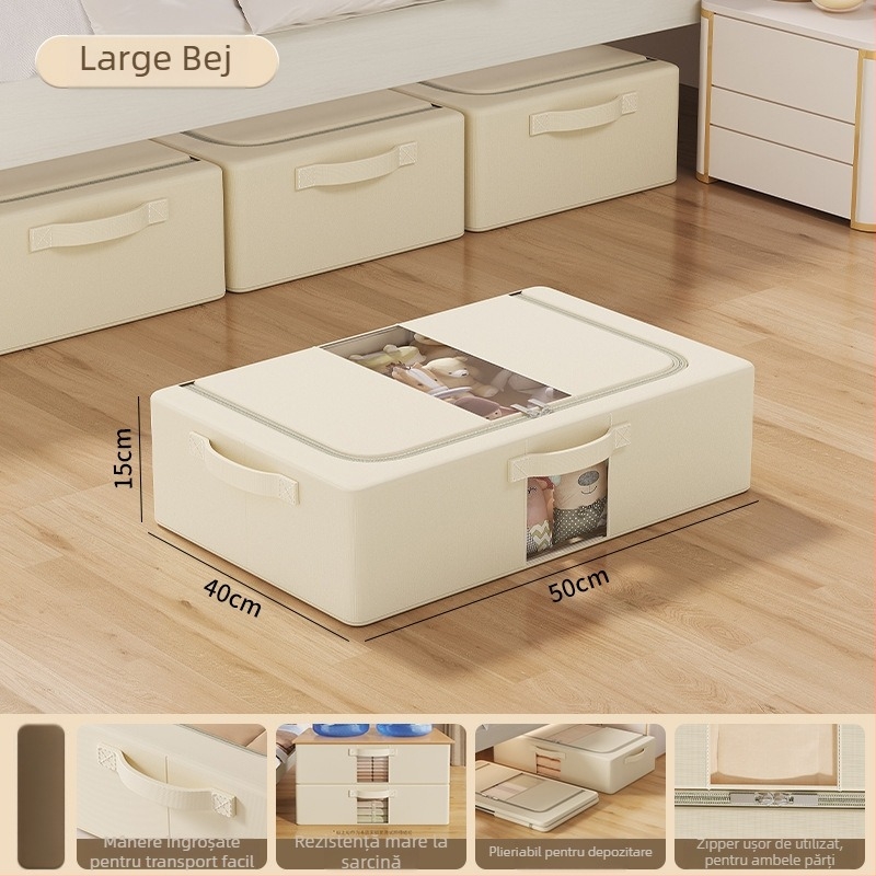 Cutie de depozitare sub pat — țesătură poliester, capacitate 70–80 L, portabilă, model SNX4054