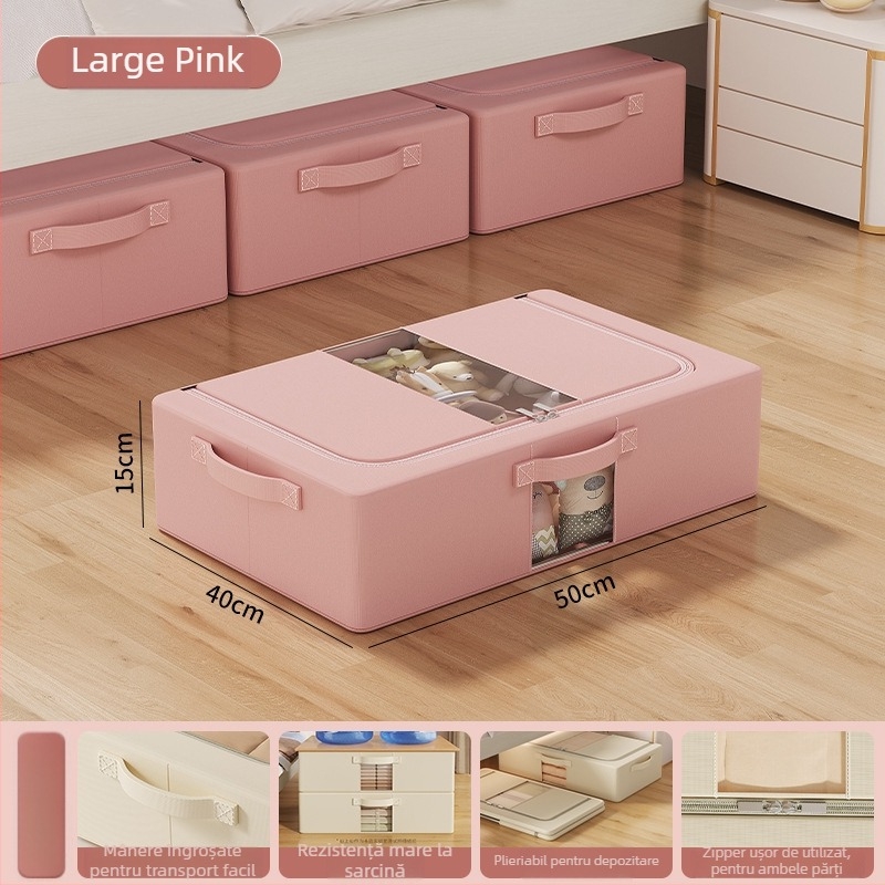 Cutie de depozitare sub pat — țesătură poliester, capacitate 70–80 L, portabilă, model SNX4054