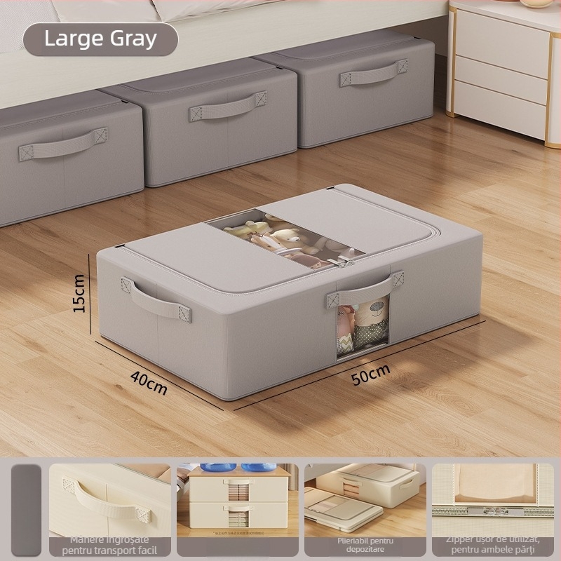 Cutie de depozitare sub pat — țesătură poliester, capacitate 70–80 L, portabilă, model SNX4054