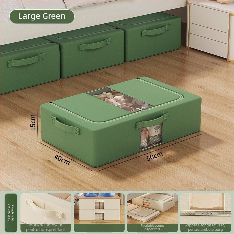 Cutie de depozitare sub pat — țesătură poliester, capacitate 70–80 L, portabilă, model SNX4054