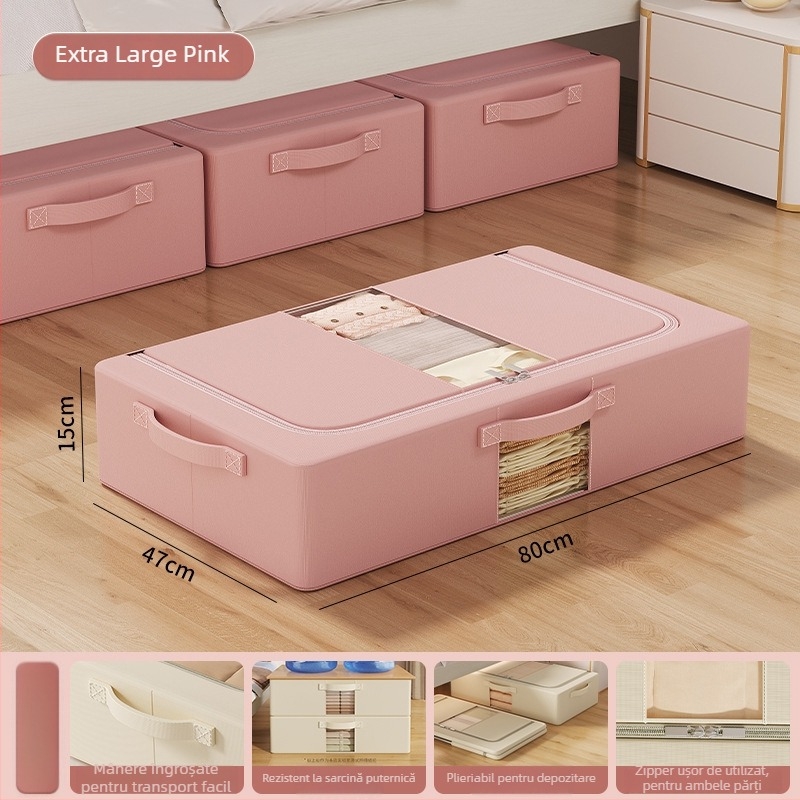 Cutie de depozitare sub pat — țesătură poliester, capacitate 70–80 L, portabilă, model SNX4054