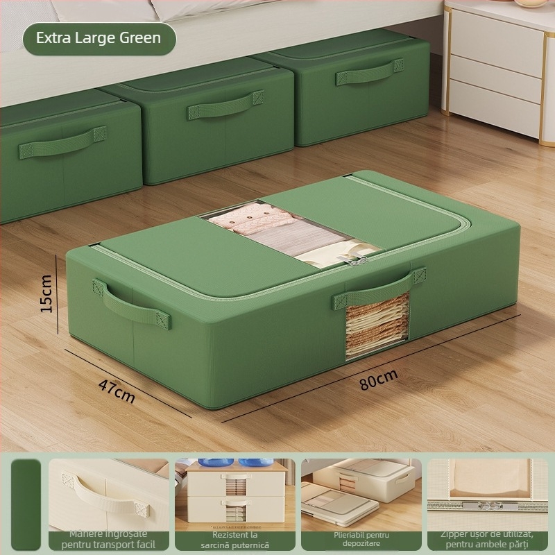 Cutie de depozitare sub pat — țesătură poliester, capacitate 70–80 L, portabilă, model SNX4054