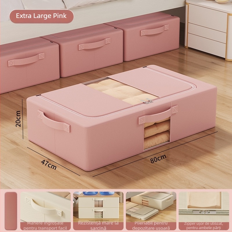 Cutie de depozitare sub pat — țesătură poliester, capacitate 70–80 L, portabilă, model SNX4054