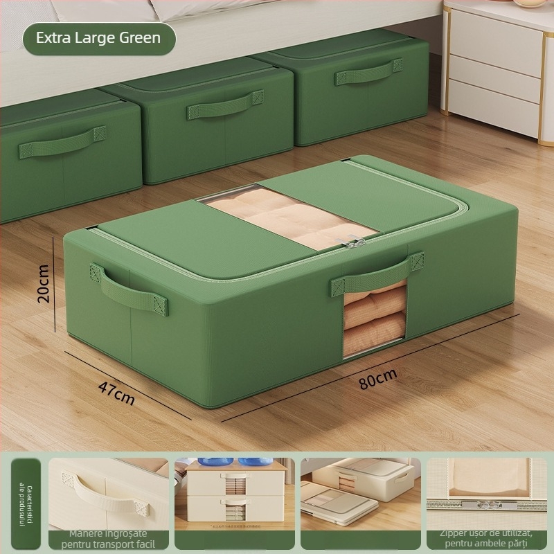 Cutie de depozitare sub pat — țesătură poliester, capacitate 70–80 L, portabilă, model SNX4054