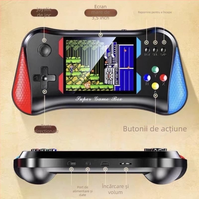 Consolă portabilă de jocuri retro X7M – RPG, OS de 8 biți, interfețe USB și AV, controllere duale, procesare OEM