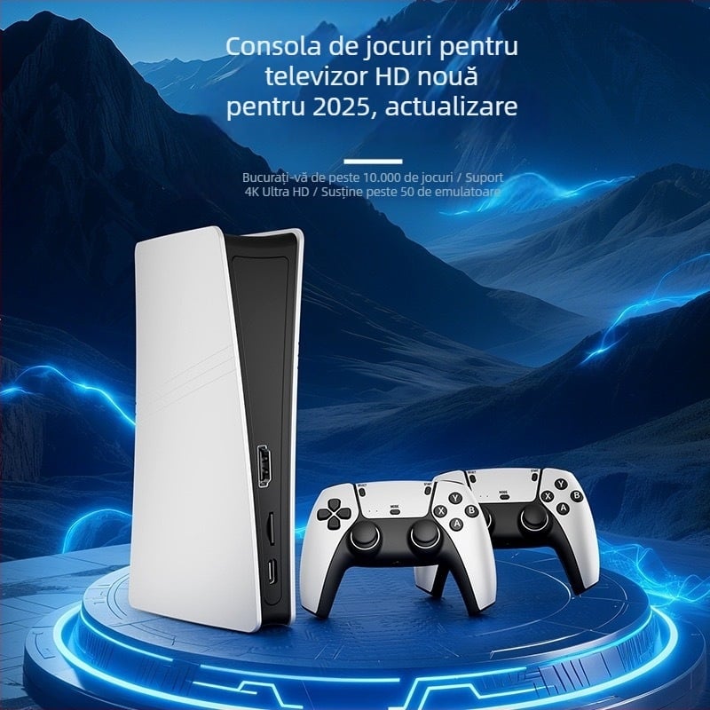 Consolă de jocuri cu joystick, 64GB memorie, interfață HDMI, pentru doi jucători, emulator 50 în 1, stil nostalgic