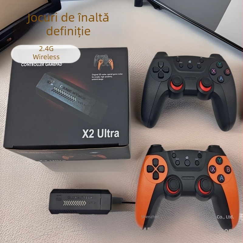 Consolă de jocuri video retro X2ultra cu controler wireless reîncărcabil, compatibilă cu PSP jocuri, God of War și GTA