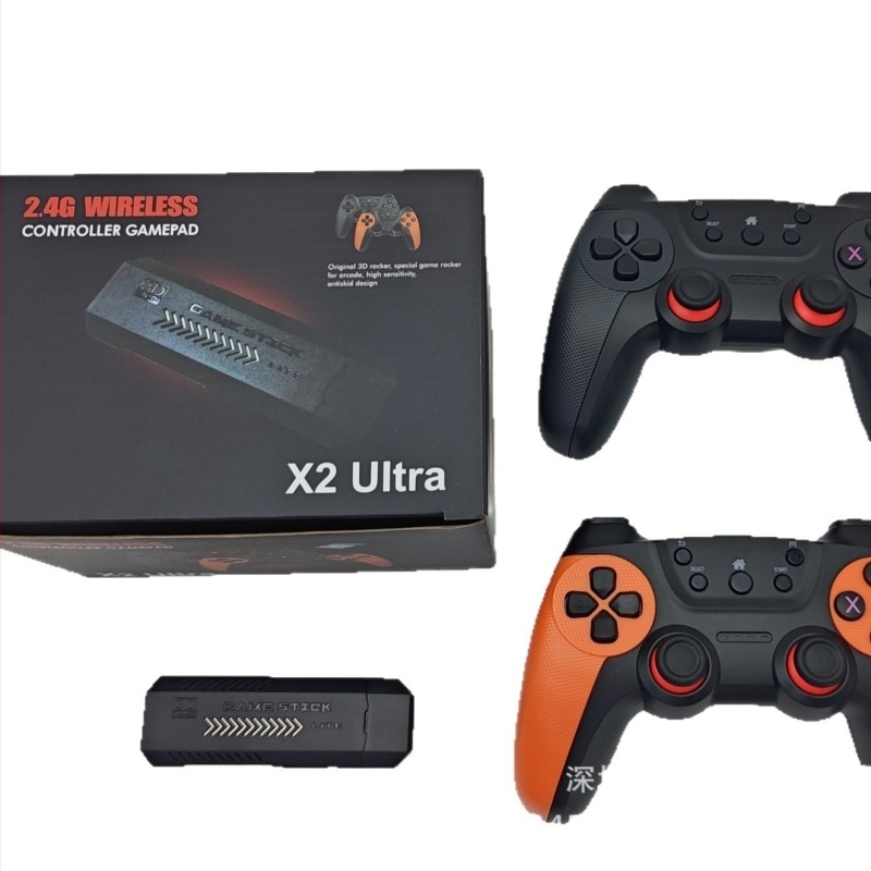Consolă de jocuri video retro X2ultra cu controler wireless reîncărcabil, compatibilă cu PSP jocuri, God of War și GTA