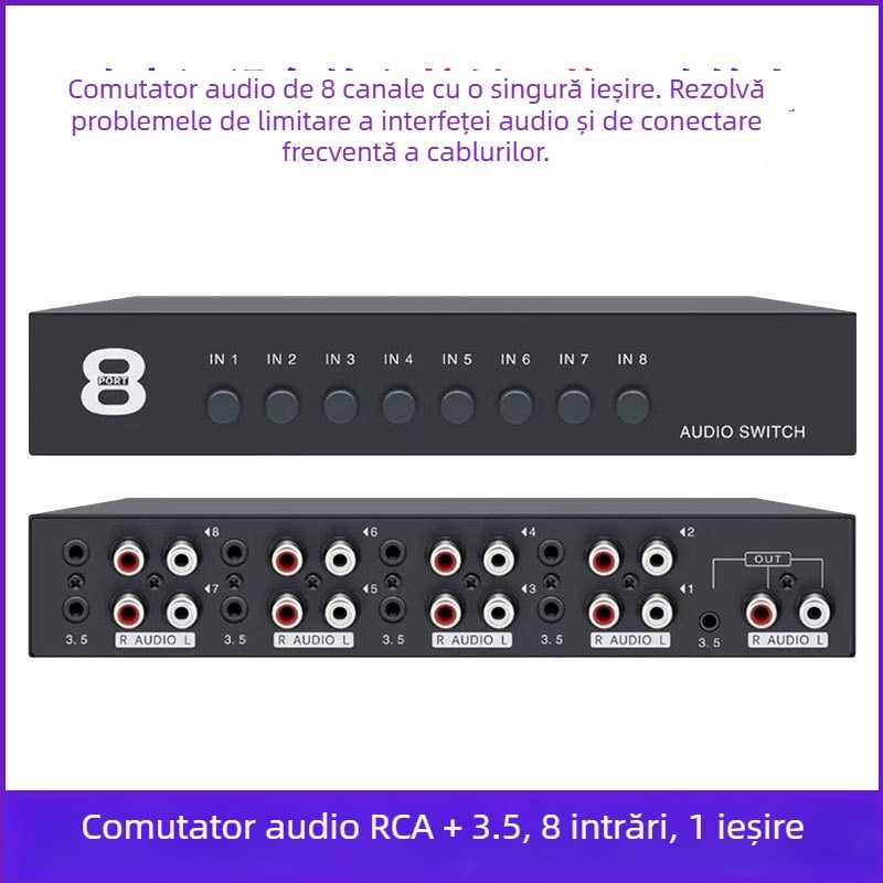 Oxygen News Szhy-link 9095 Comutator RCA Audio, 6-in-1 / 8-in-1-Out, Hi-Fi Lossless, Convertor audio stereo