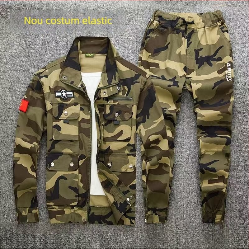 Set de haine de lucru camuflate pentru sudură și reparații mecanice, 95% bumbac, elastic, îngroșat, rezistent la uzură, respirabil, primăvară