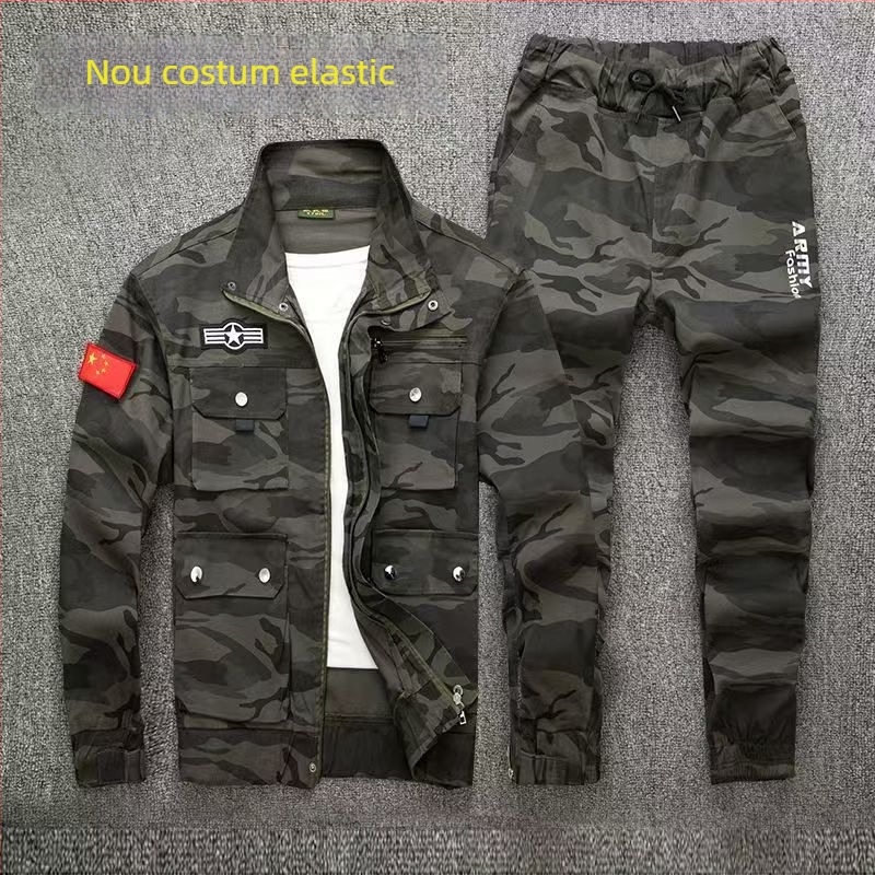 Set de haine de lucru camuflate pentru sudură și reparații mecanice, 95% bumbac, elastic, îngroșat, rezistent la uzură, respirabil, primăvară