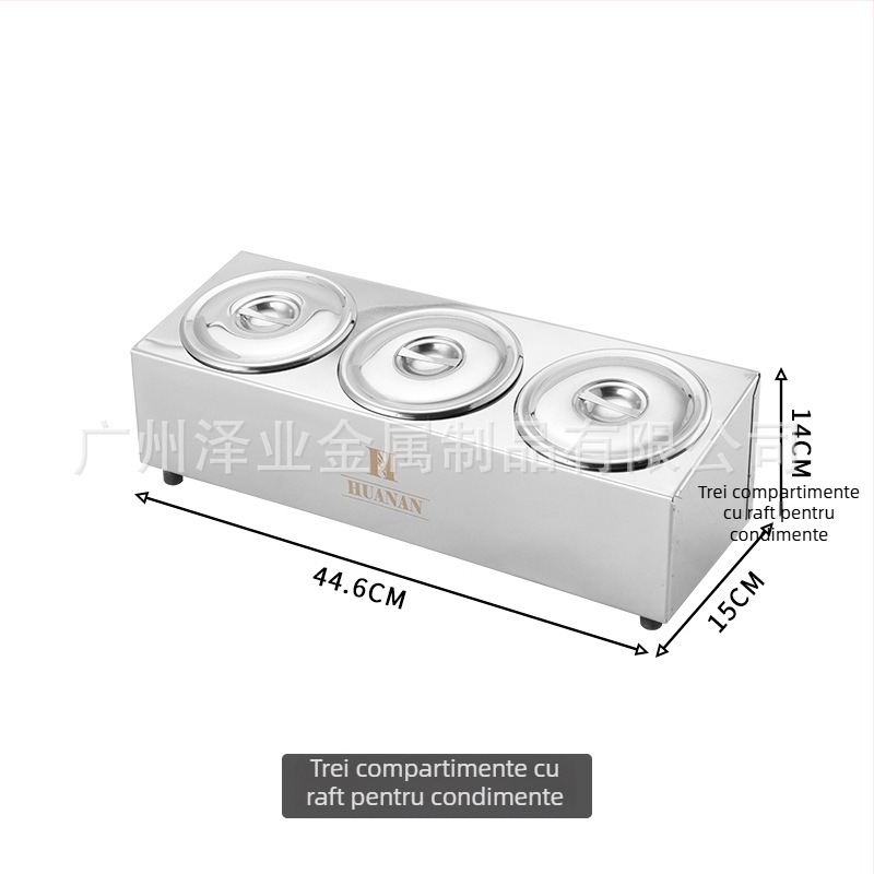 Cutie de sosuri din oțel inoxidabil, cu mai multe compartimente – pentru sosuri lichide, design minimalist modern pentru restaurante