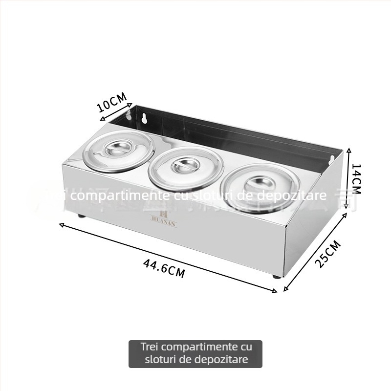 Cutie de sosuri din oțel inoxidabil, cu mai multe compartimente – pentru sosuri lichide, design minimalist modern pentru restaurante