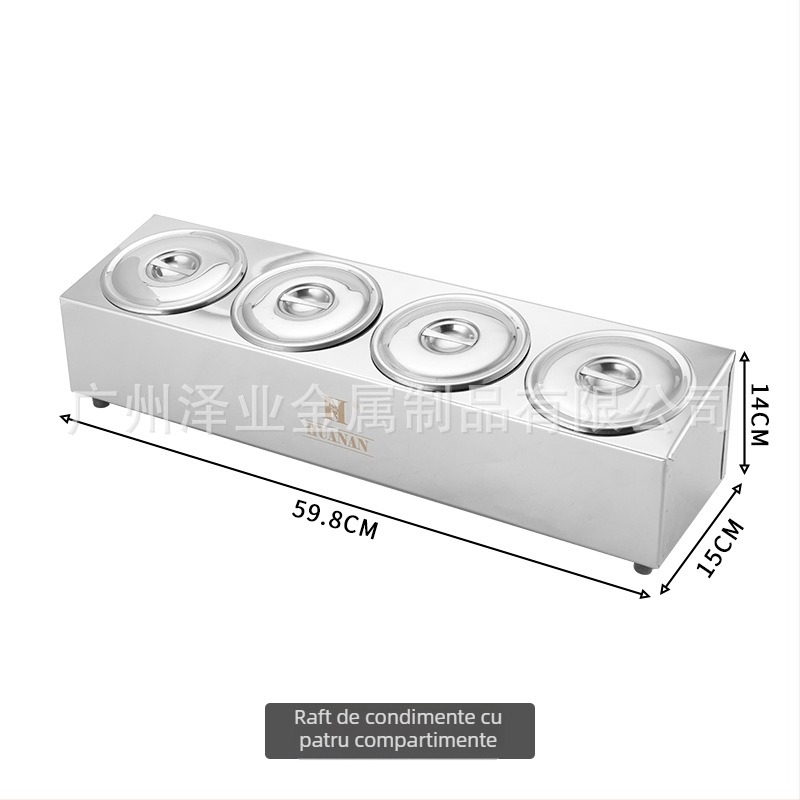 Cutie de sosuri din oțel inoxidabil, cu mai multe compartimente – pentru sosuri lichide, design minimalist modern pentru restaurante