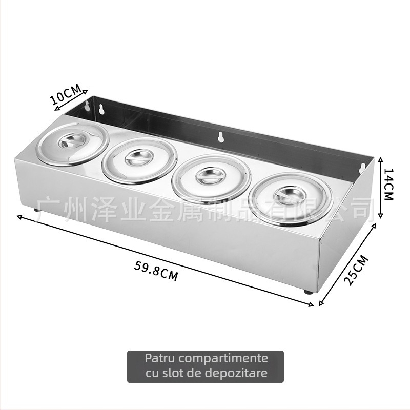 Cutie de sosuri din oțel inoxidabil, cu mai multe compartimente – pentru sosuri lichide, design minimalist modern pentru restaurante
