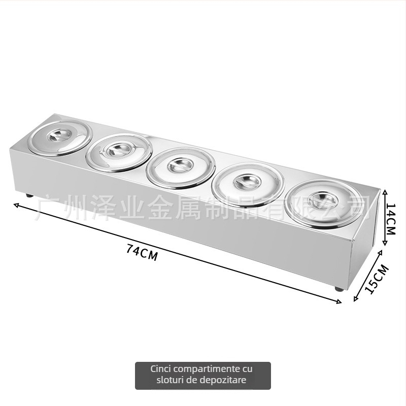 Cutie de sosuri din oțel inoxidabil, cu mai multe compartimente – pentru sosuri lichide, design minimalist modern pentru restaurante